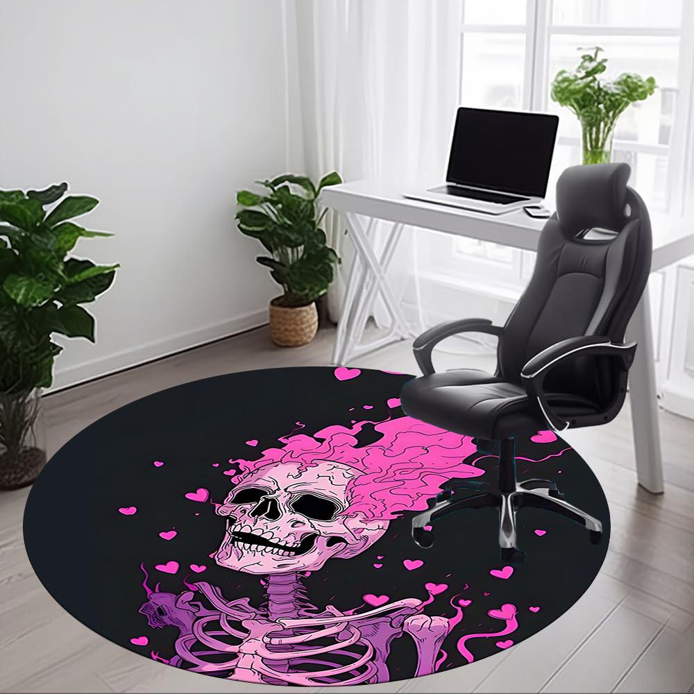 1pc Skeleheart Office Round Area Rug, Under Office Chairs Bedroom Living Room Home Decor, Room Deco