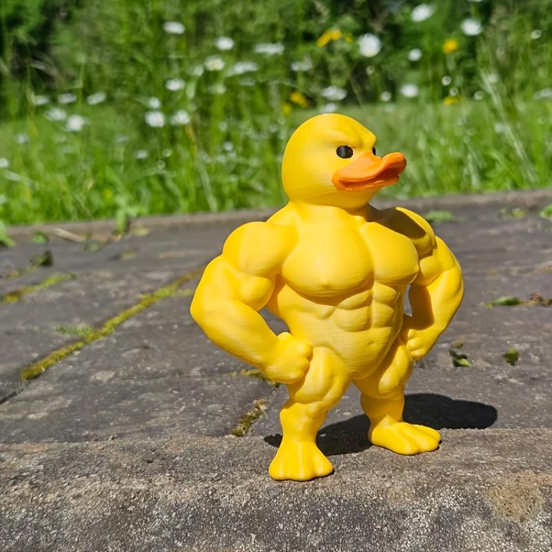 1pc Funny Muscle Yellow Duck Toy Funny Standing Duck Home Decoration Desktop Ornaments To Send Friends A Small Gift.
