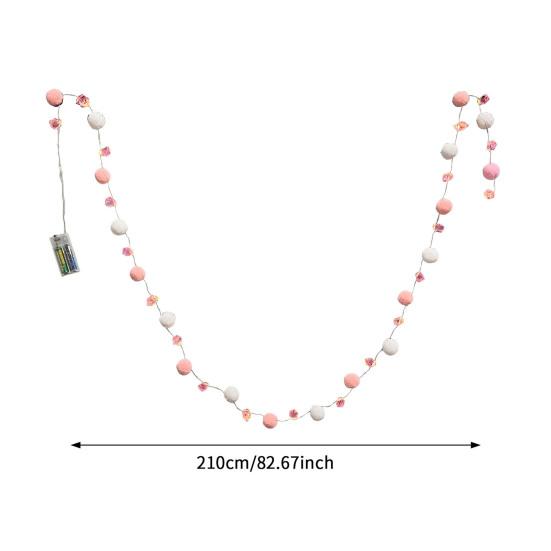 Yousheng LED Pom Poms String Lights Battery Operated Fairy Light with 20 Faux Crystal Petals LEDs for Valentine's Day Wedding Party Christmas Bedroom