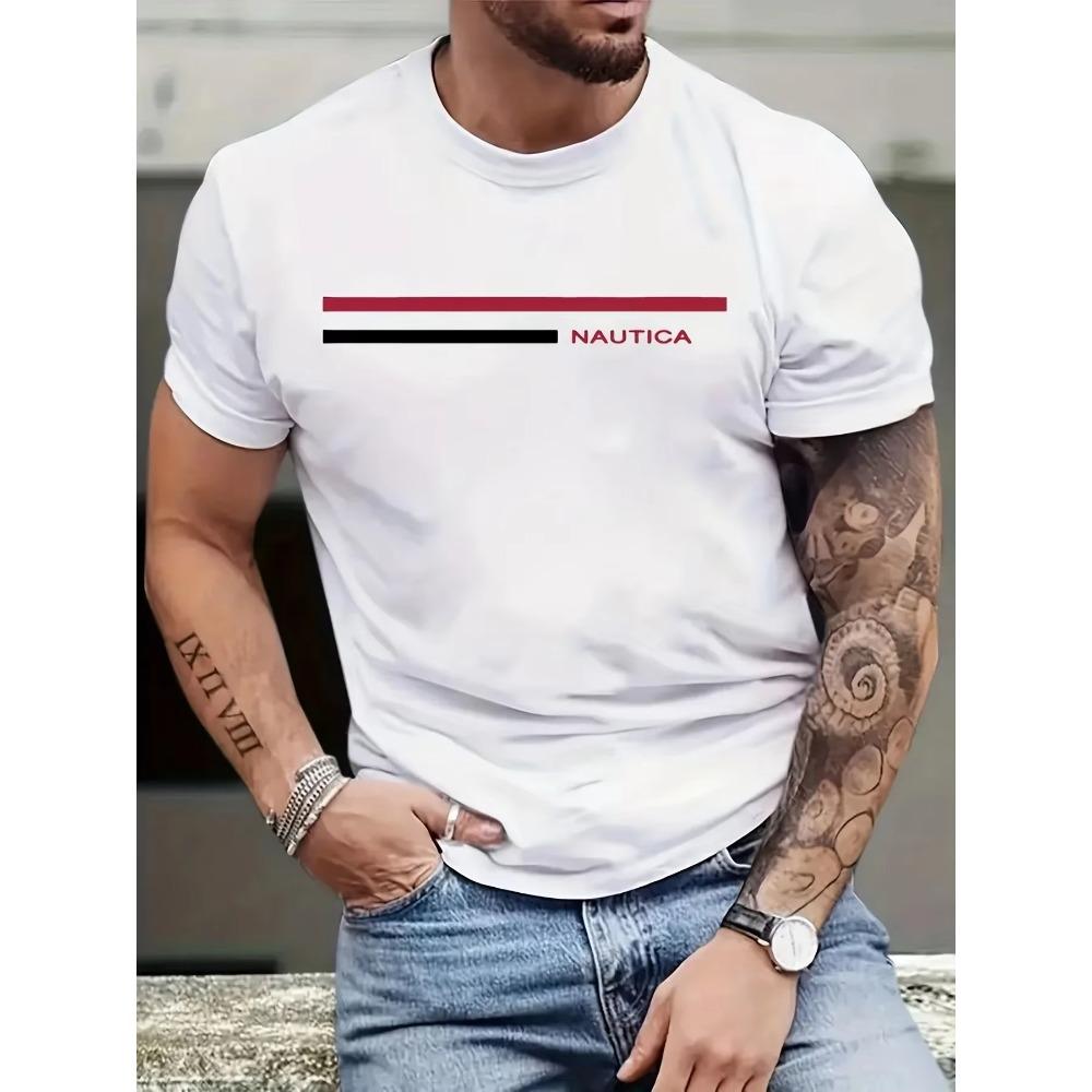 Men's Summer Loose 100 Cotton Printed Sports T-Shirt Top