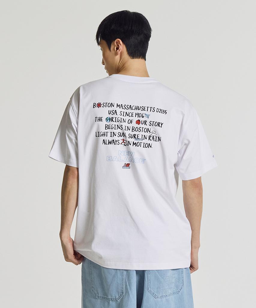 Nyuballanseu Nbneg31663 / Uni Sunny Rainy Lettering Short Sleeve T-Shirt (White)