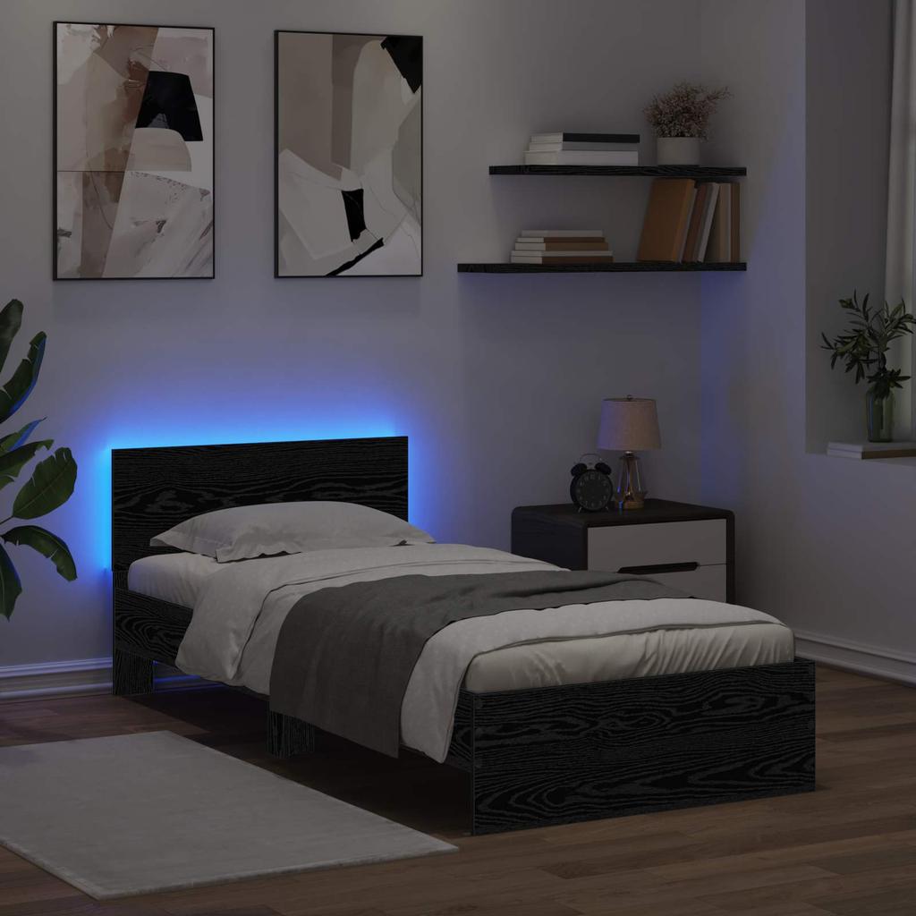in black oak finish 80 x 200 cm made of wood based material