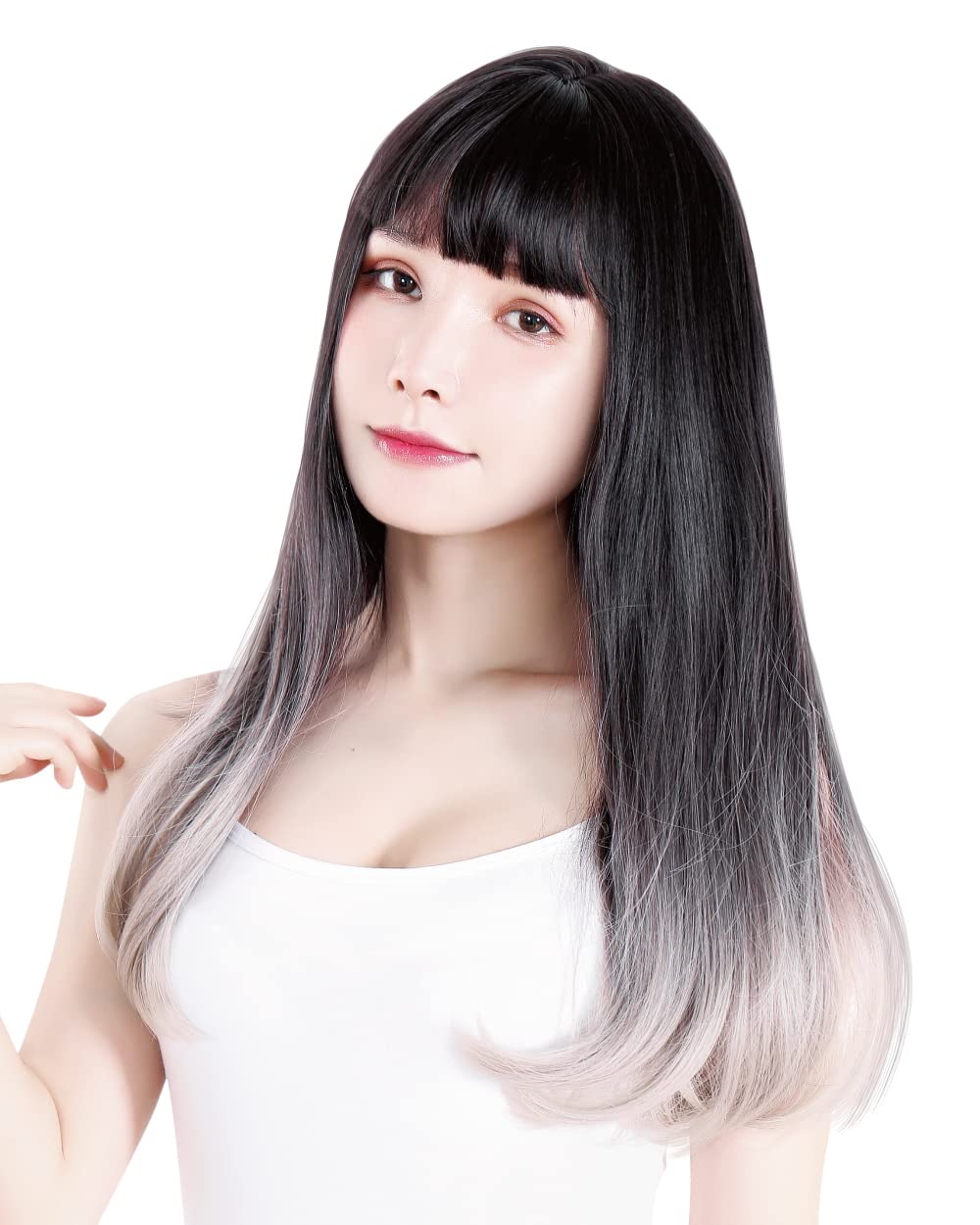 

TefuRe Парик Длинный Прямой Парик C-8200N-BLK-WHT-A