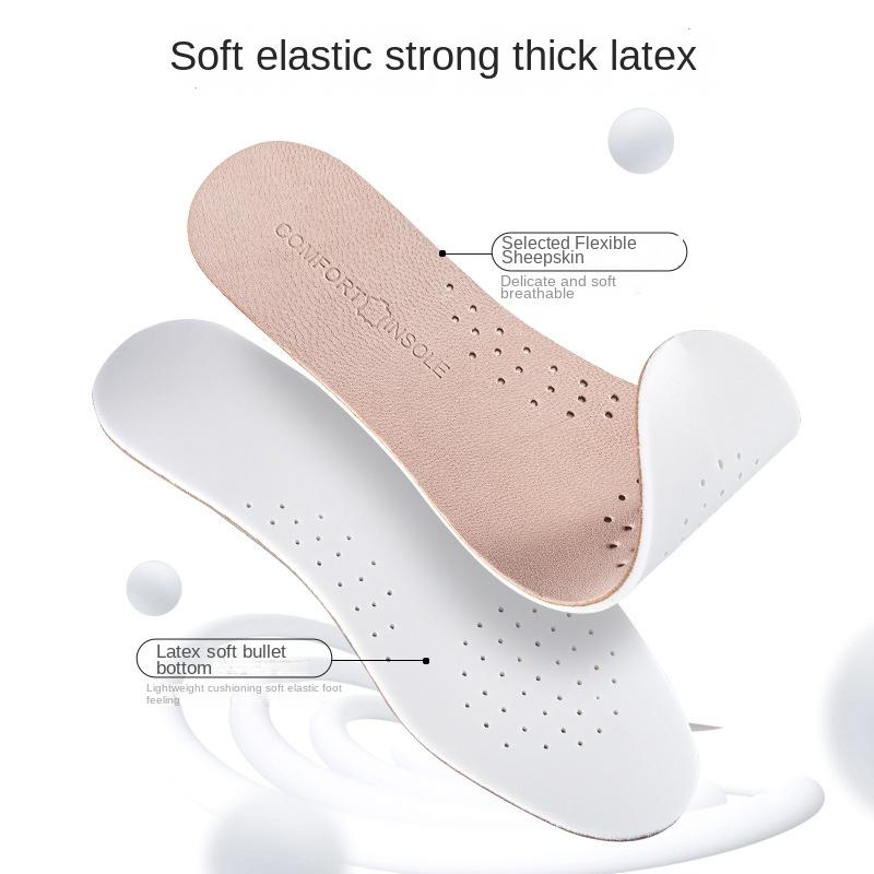 Genuine Leather Insole, Soft Sole, Breathable Sheepskin, Sweat Absorbing Latex, Summer Sports Shock Absorption, Men's Casual Insole