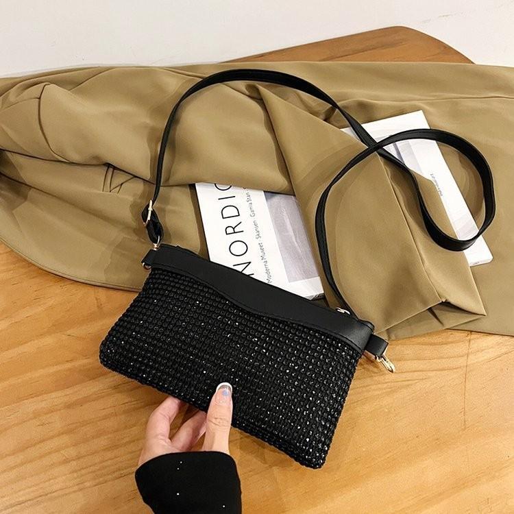 Fashionable Pu Small Square Handbag With Dazzling Rhinestones For Any Event