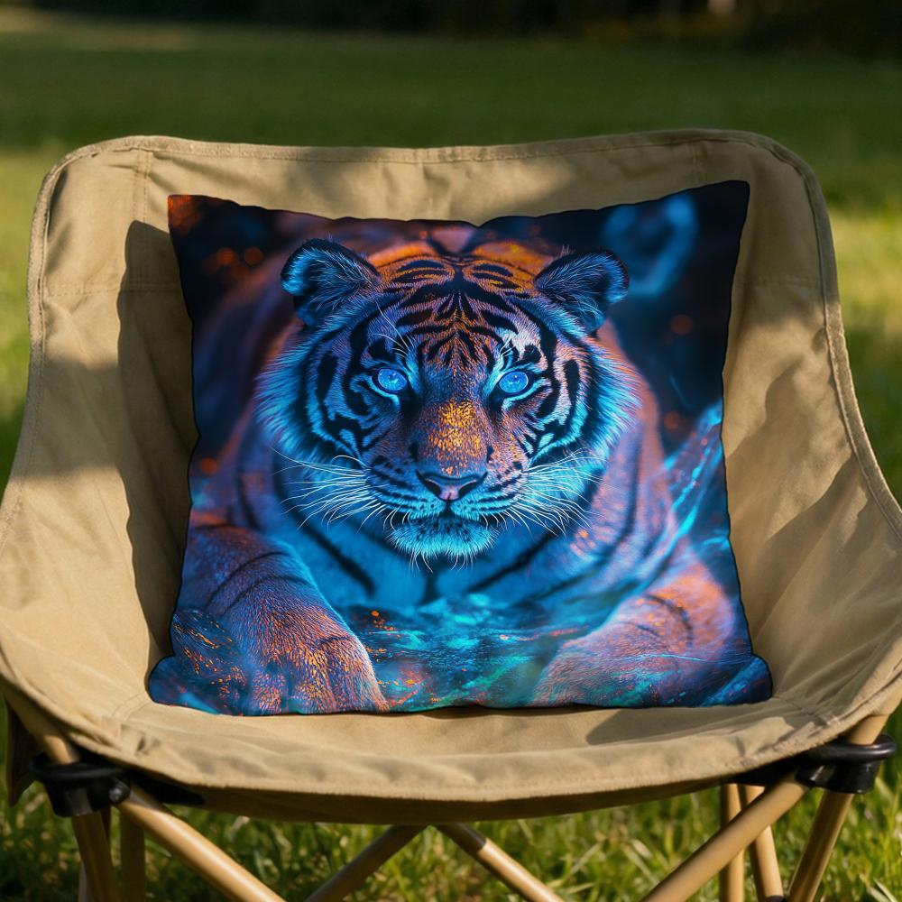 Tiger Animal Print Cushion Cover Soft Reversible  Durable Pillow Cover  MultiScene Use for Home  Car Daily Comfort