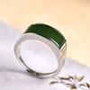 Silver Adjustable Green Jade Thumb Ring for Men and Women