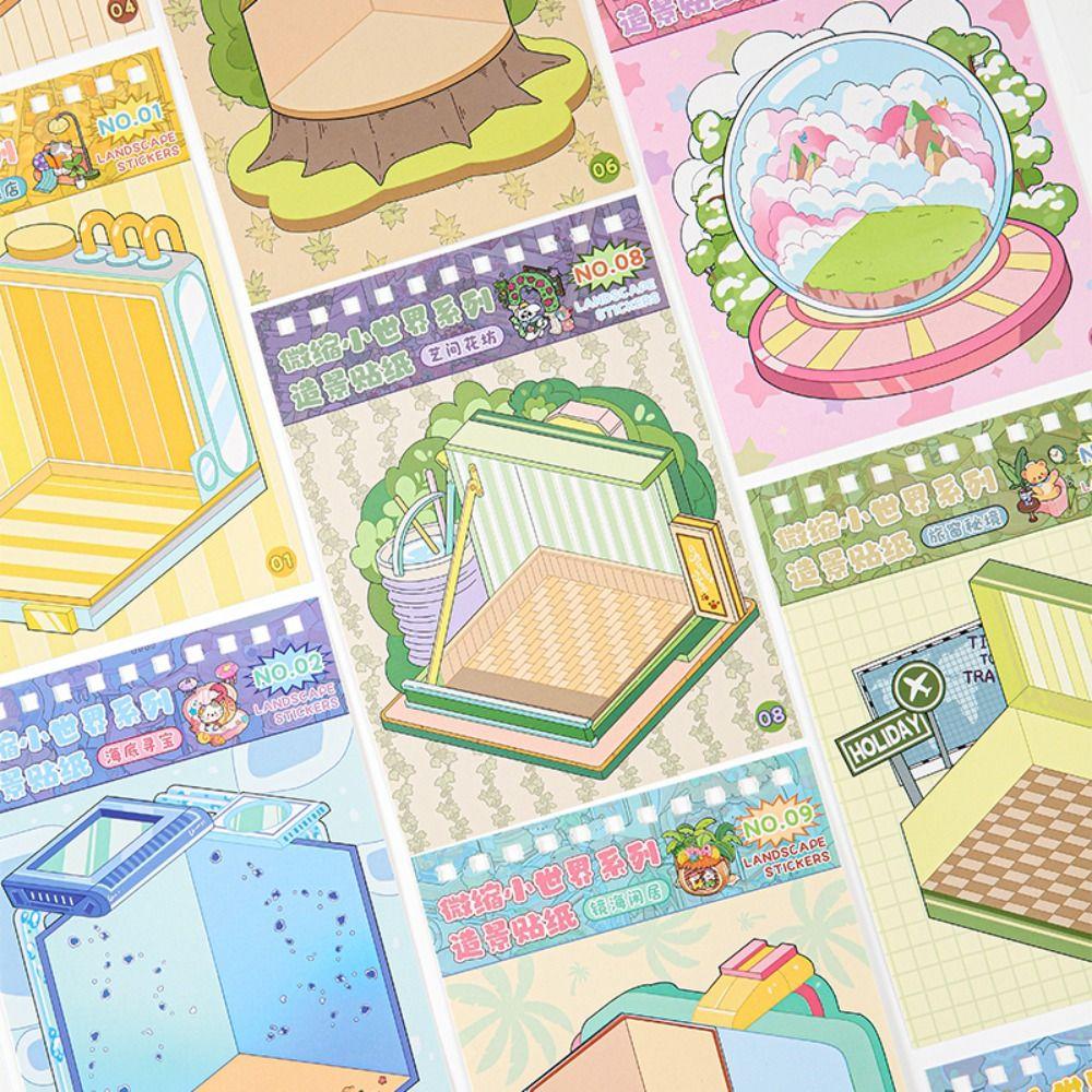 PET 3D Landscape Sticker Decompression Miniature Scene Collage DIY Cabin Scene Sticker  Children