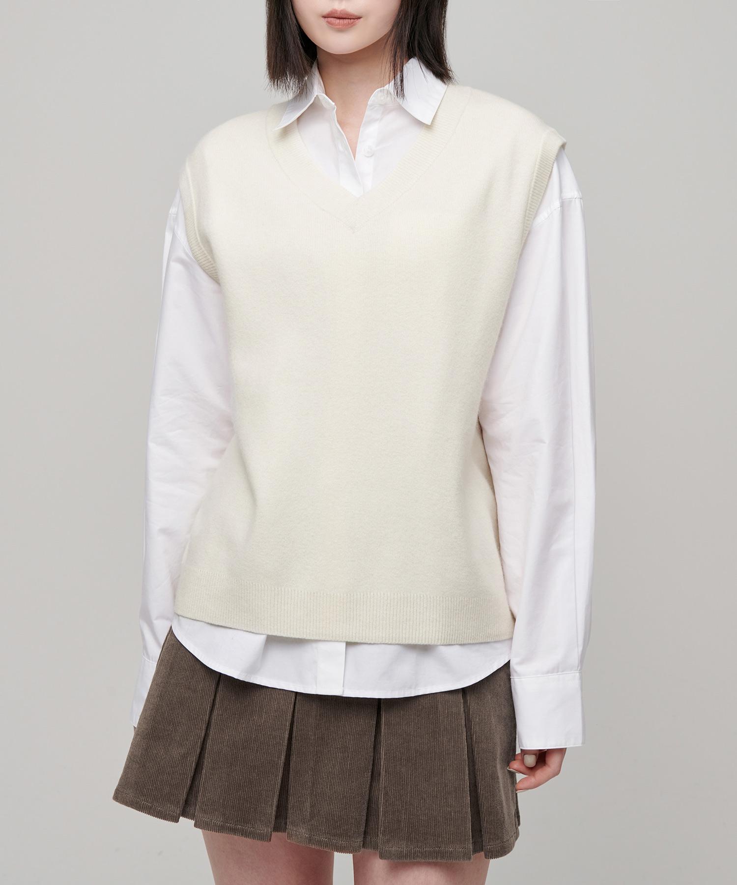 Musinsa Standard Woman Women S Lambswool Knit Vest [Ivory] Ivory/Xs