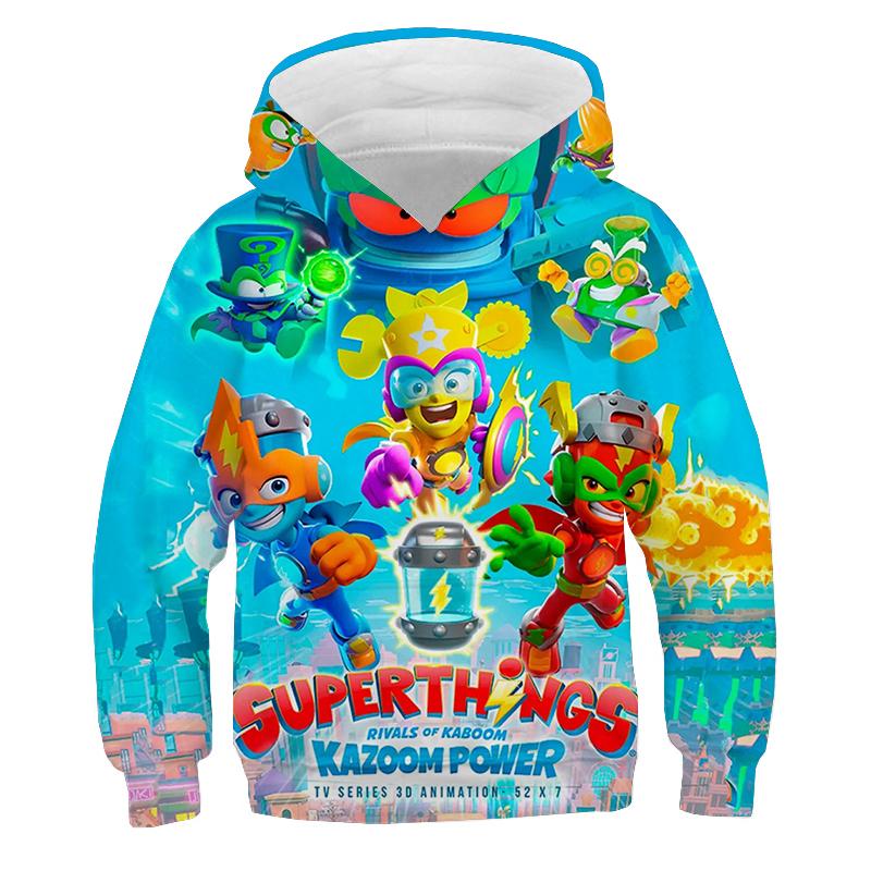 SuperThings Hoodies Kids Cartoon Sweatshirts Children Clothes Boys Girls Hooded Pullovers Fleeve Long Sleeve Tracksuit Sudadera