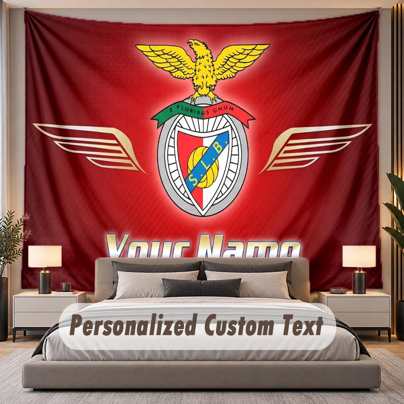 Tapisserie Murale Personnalisée avec Nom et Texte Benfica FC en Polyester pour Chambre à Coucher et Pièce
