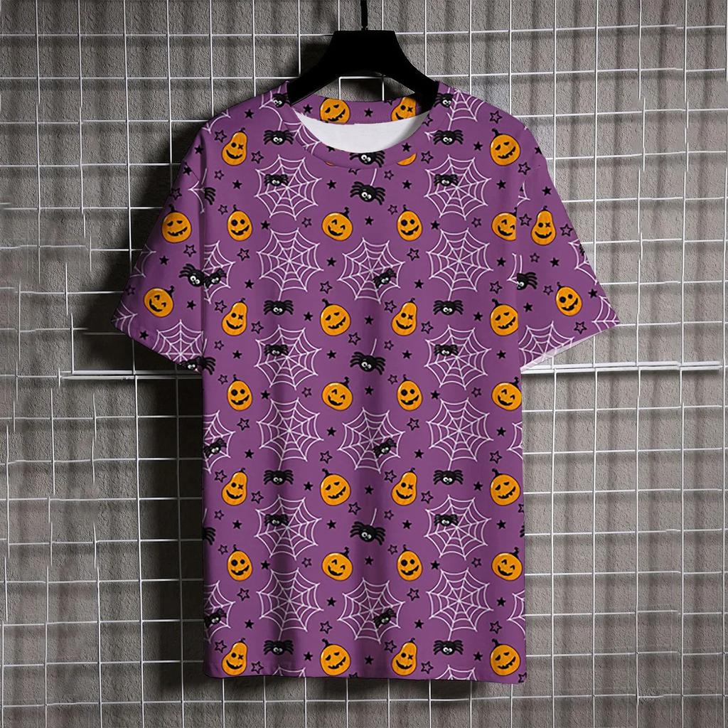 New Cartoon 3D Pattern Printed Men's T-shirt Hip Hop Trendy Harajuku Halloween Short Sleeve Casual O-Neck Fun T-shirt Loose Men's Trendy Top