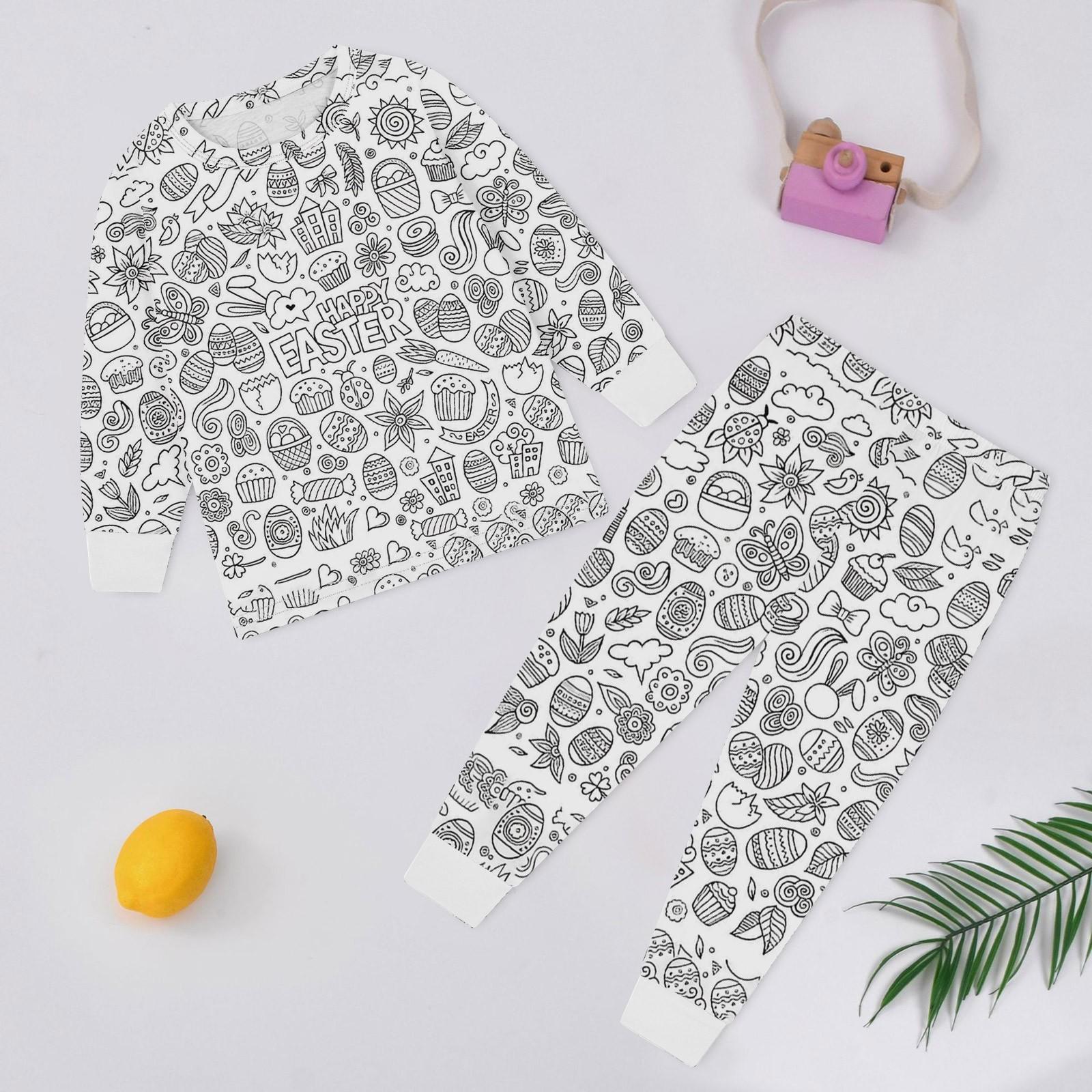 

Детский комплект домашней одежды Sketch Coloring Fun Раскрашенная вручную домашняя одежда Пижамный комплект 110 чёрный