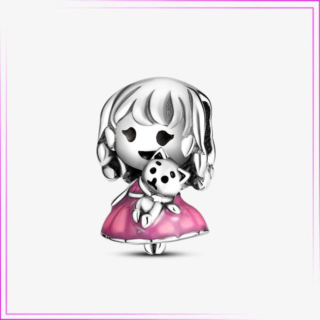 925 Sterling Sølv Hjerte Blomst Luftballong Flamingo Rosa Sjarm Plata De Ley Bil Katt Perle DIY For Originalt Armbånd Smykker