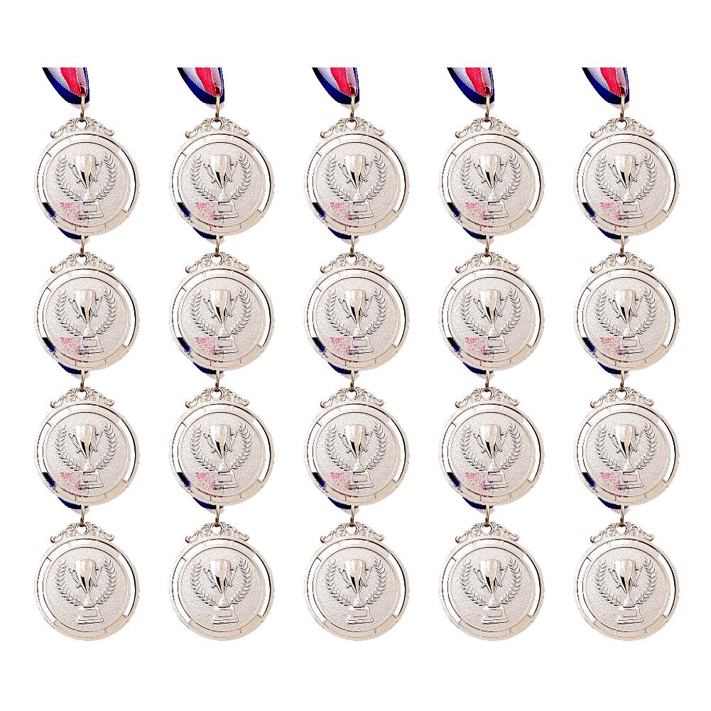 50-1PCS 2 Inches Gold Silver Bronze Award Medal with Neck Ribbon Gold Silver Bronze Prize Round for Competitions Party