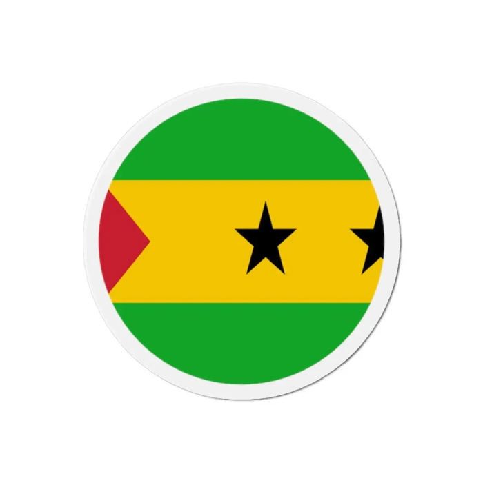 Aimant Rond - Multicolore - Drapeau Sao Tomé-et-Principe - 9 cm - 50 pièces - Résine synthétique