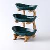 Nordic Creative Durable Plastic Fruit Plate With Wooden And Iron Stand Two Tier Three Tier Fruit Bowl For Living Room Modern Design