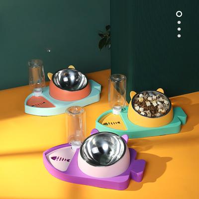 Pet Cat Bowl Water Dispenser Anti-choking Bowl Three-in-one Cat Neck Guard Automatic Drinking Water Anti-knock Over Anti-choking Dog Food Utensils