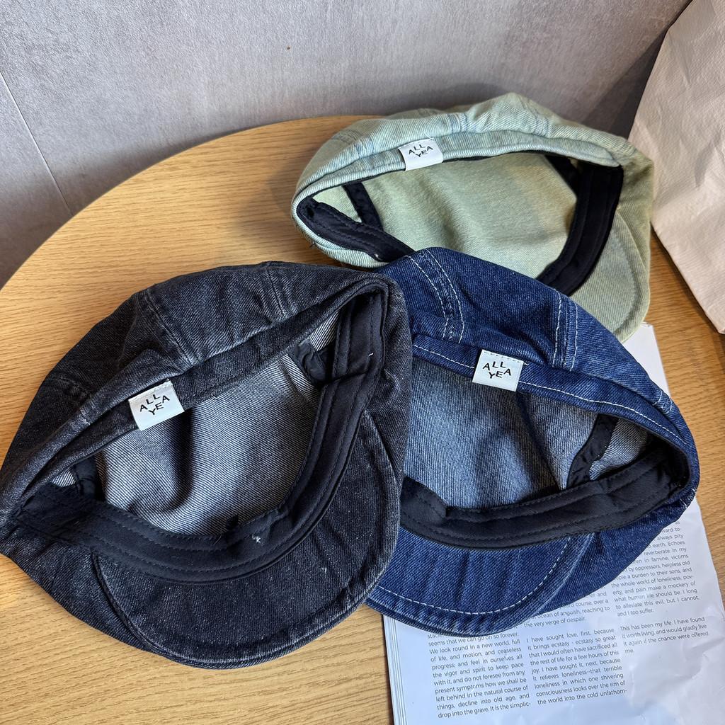 Retro Color Solid Denim Newsboy Cap Vintage Wash Sunshade Street Style Fashion