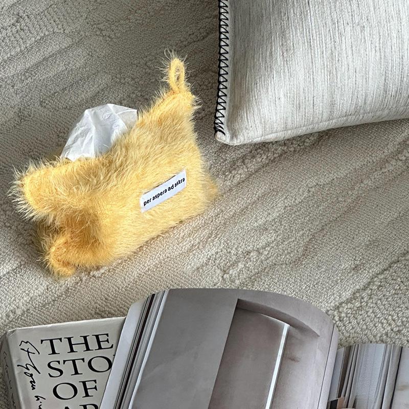 1Pc Toilet Paper Storage Nordic Style Thread Plush High Quality Tissue Bag Holder Solid Color Napkin Boxes