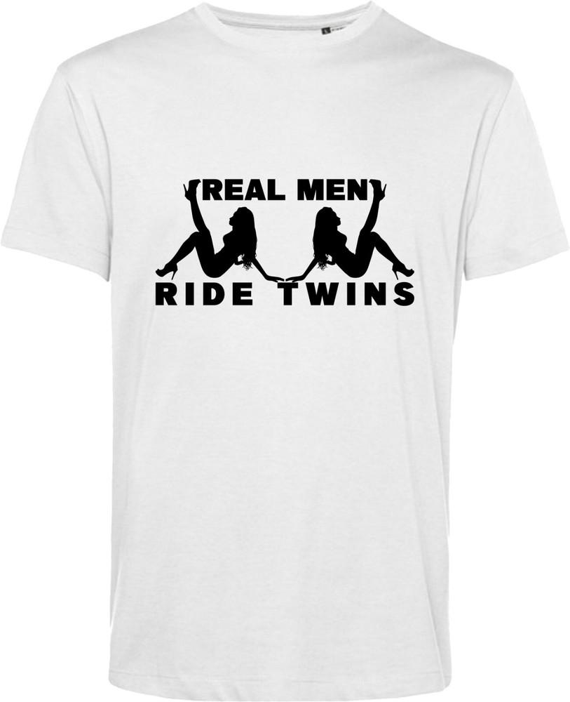 Real Unisex Ride Twins Biker T Shirt Funny Biker Design Offensive Adult Joke Top
