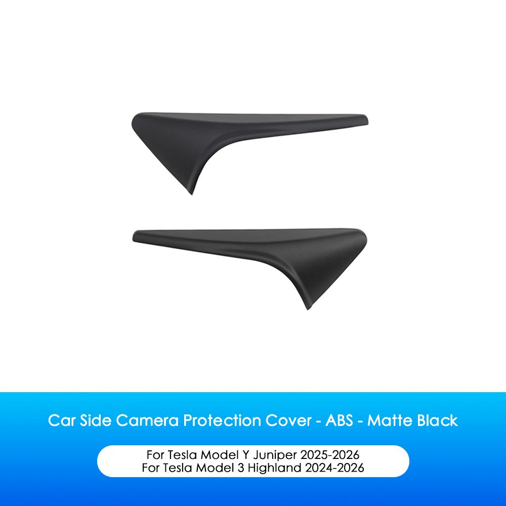 Heenvn ABS Carbon Pattern Side Camera Cover For Tesla Model 3 Highland Model Y Juniper 2025 2026 ABS Leaf Board Sticker Exterior