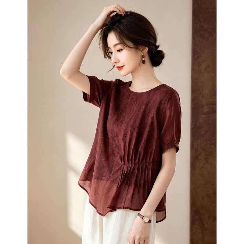 D.F.DEAR Women's Asymmetrical Hem Blouse