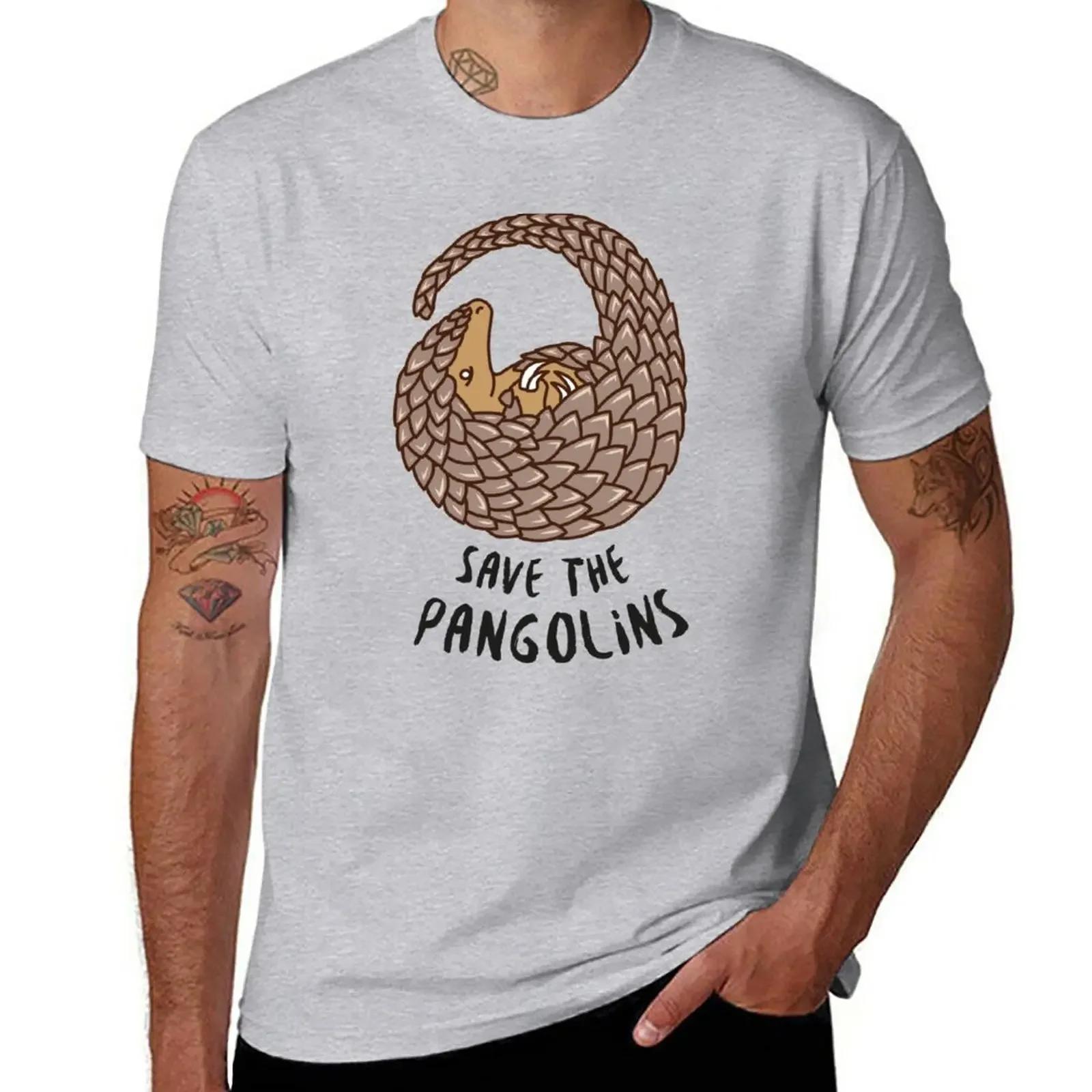 

Save the Pangolins Curled up Pangolin TShirt boys animal print plain hippie clothes t shirts for men cotton S