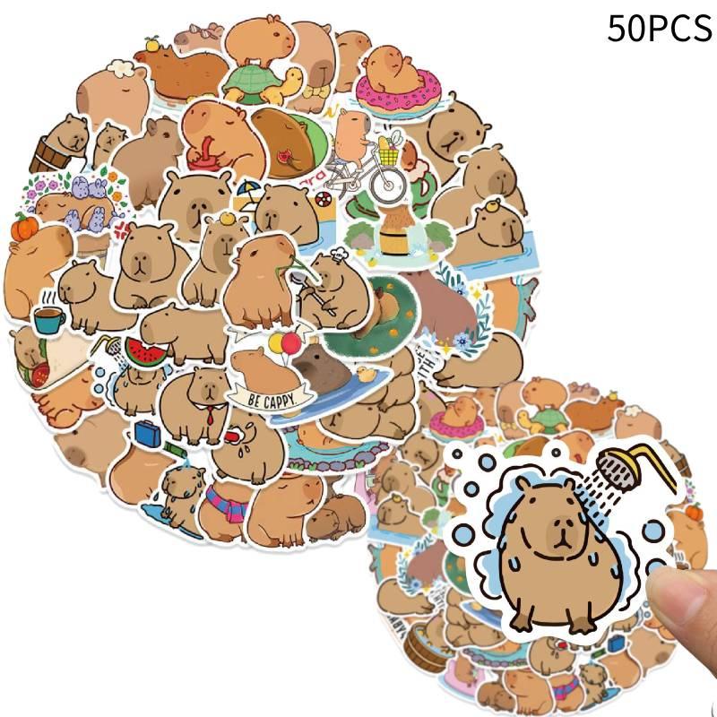 Cute Cartoon Capybara Stickers 50 Pack Waterproof For Skateboards Luggage And Phones