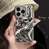 Luxury Electroplate Silvery 3D Wrinkle Phone Case For Iphone 17 16 15 14 13 11 12 17 Pro Max Air Water Ripple Shockproof Cover