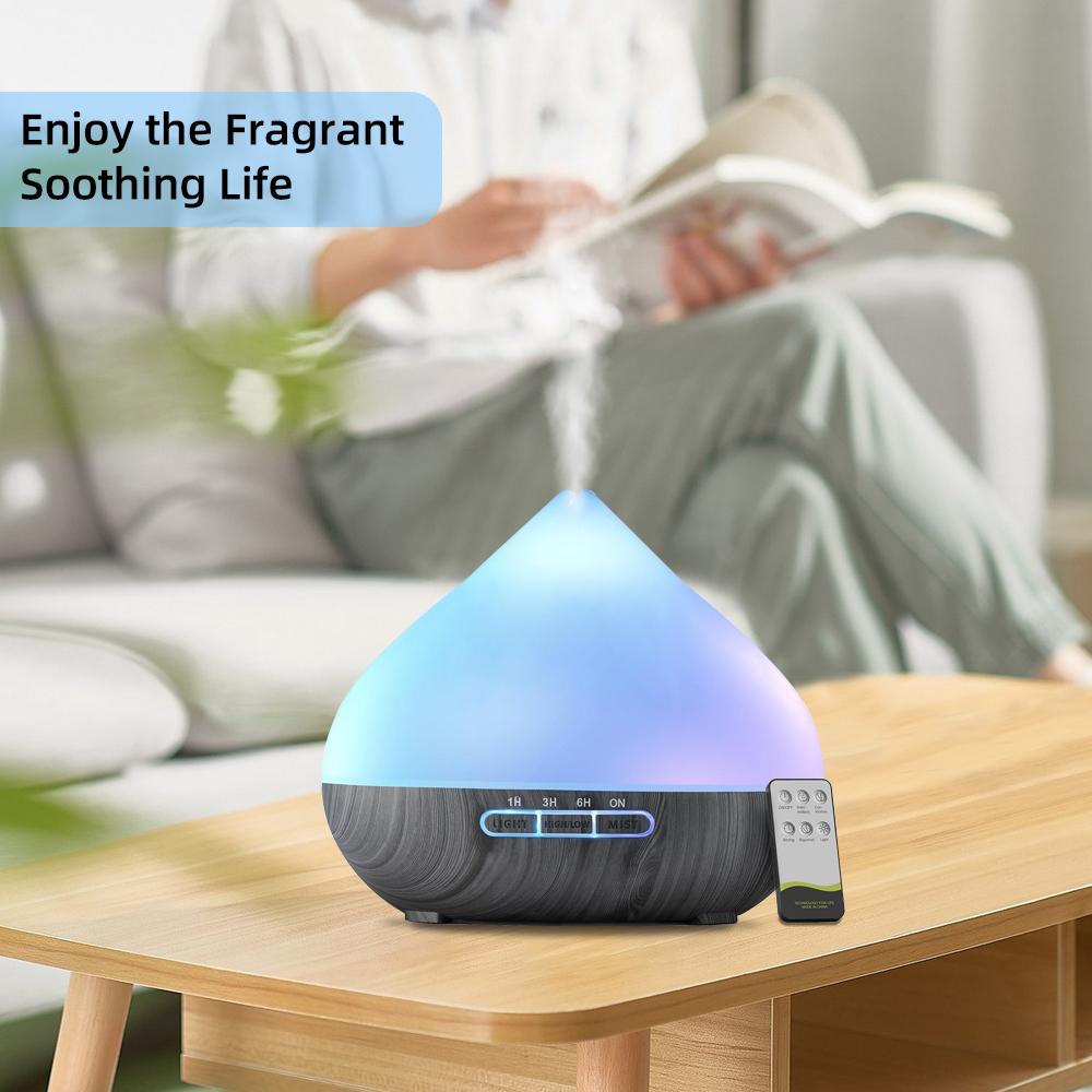 Diffuser For Home Ultrasonic 500ml Essential Oil Diffuser  Remote Control LED Lights Air Humidifier Includes 6 Premium Oils for