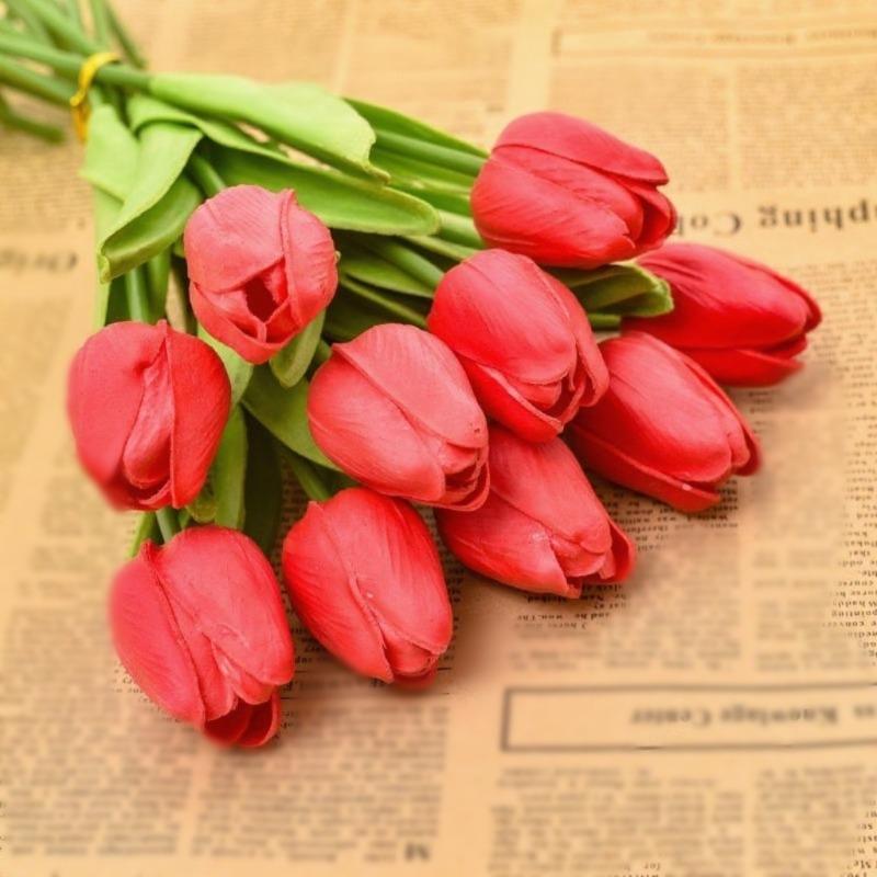 Artificial Flowers Tulip Bouquet Fake Flowers Wedding Garden Decoration Outdoor Home Garden Bouquet Vase Decor Plants