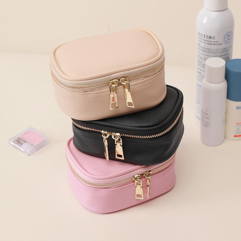 LED Mini Makeup Bag with Rechargeable Mirror - Portable Travel Cosmetics Organizer