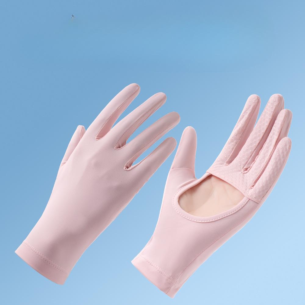 Ice Silk Gloves for Women In Summer Short Light and Thin Outdoor Windproof Non-slip Opening Breathable Driving and Riding Sun Protection Gloves