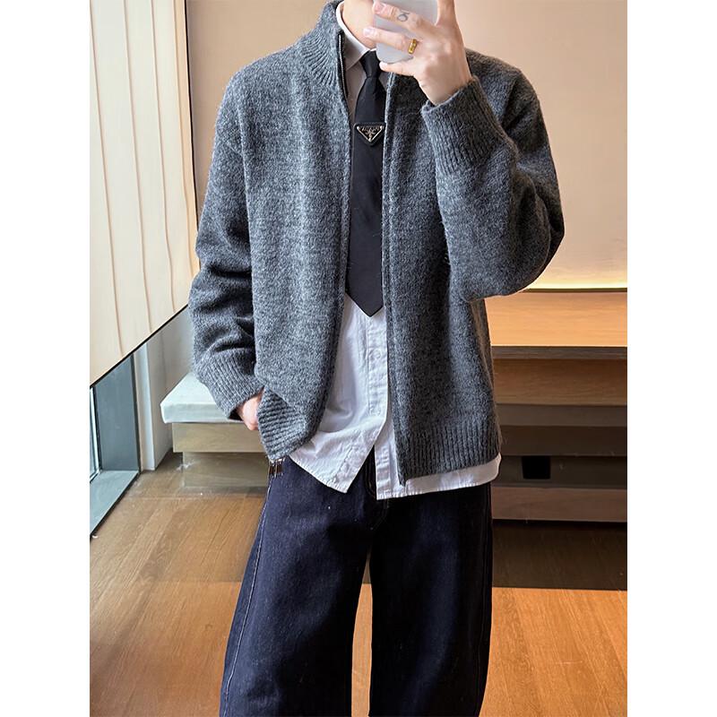 

TOM ADAM Stand Collar Double Zipper Cardigan Sweater M