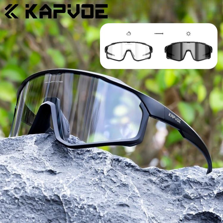 Kapvoe Photochromic Cycling Sunglasses for Men Glasses MTB Bike Road Bicycle Sports Protection Goggles UV400 Hiking Eyewear