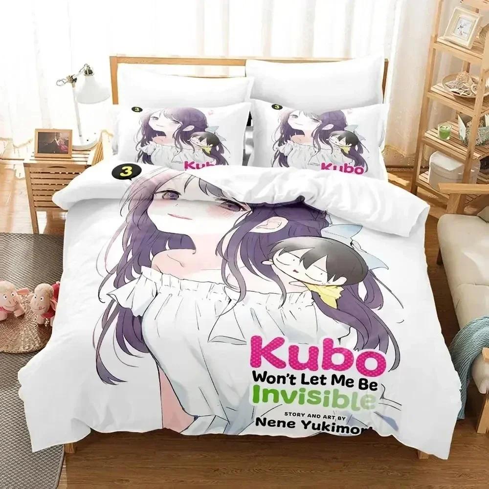 Anime Kubo Won't Let Me Be Invisible Bedding Set Printed With Pillowcase Bed Duvet Cover Soft Queen King Size Bedclothes Home