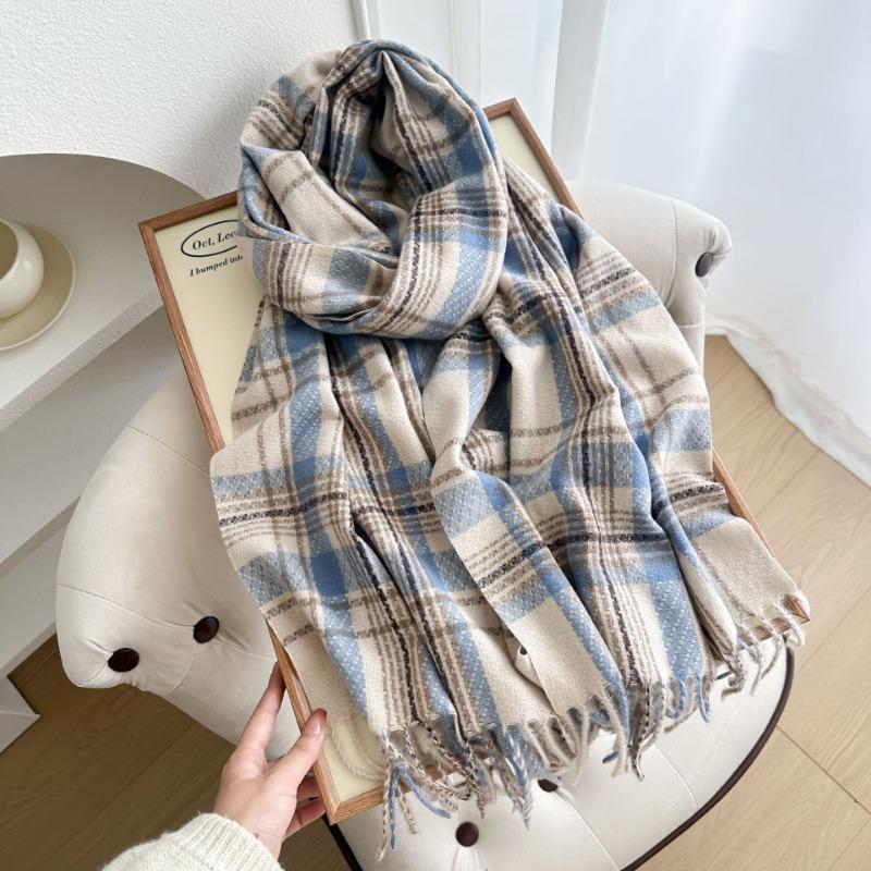 Lazy Wind Fashion British Plaid Brown Scarf Women's Winter Plaid Shawl Warm Scarf