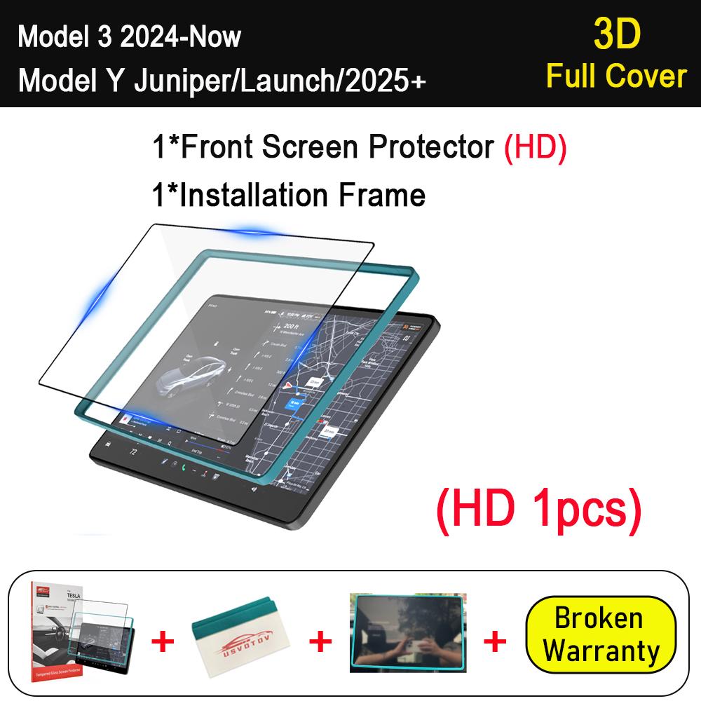 Full Cover Tempered Glass Film Protector For Tesla Model Y Juniper Model 3 Highland 2025 Rear Center Control Screen Protective