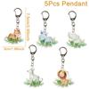 5pcs Jungle Animal Keychains Safari Animal Keychains Lion Giraffe Elephant Key Chains Animal Theme Decor for Baby Shower Party