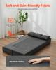 Folding Sofa Bed 3-in-1 Foldable Couch Bed with 3 Pillows Dark Grey Twin
