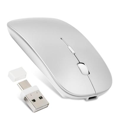 Bluetooth Type-C Rechargeable Wireless Mouse, Silent, Slim, Compact, 2.4GHz, 3 DPI Modes, High Precision, Portable, Compatible with