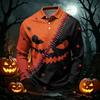 Men's Quick Dry Mesh Golf Shirt Long Sleeve Halloween Print Performance Top