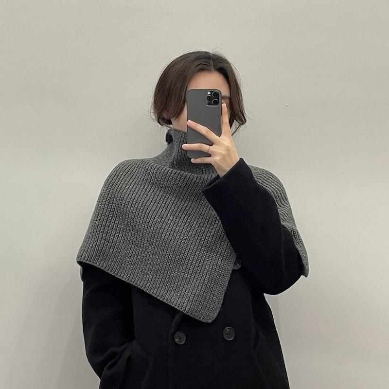 Pullover Scarf Knitted Shawl Winter Scarf False Collar Coat Bib Warm Scarf Turtleneck Slit Jumper Shawl Clothes Accessories