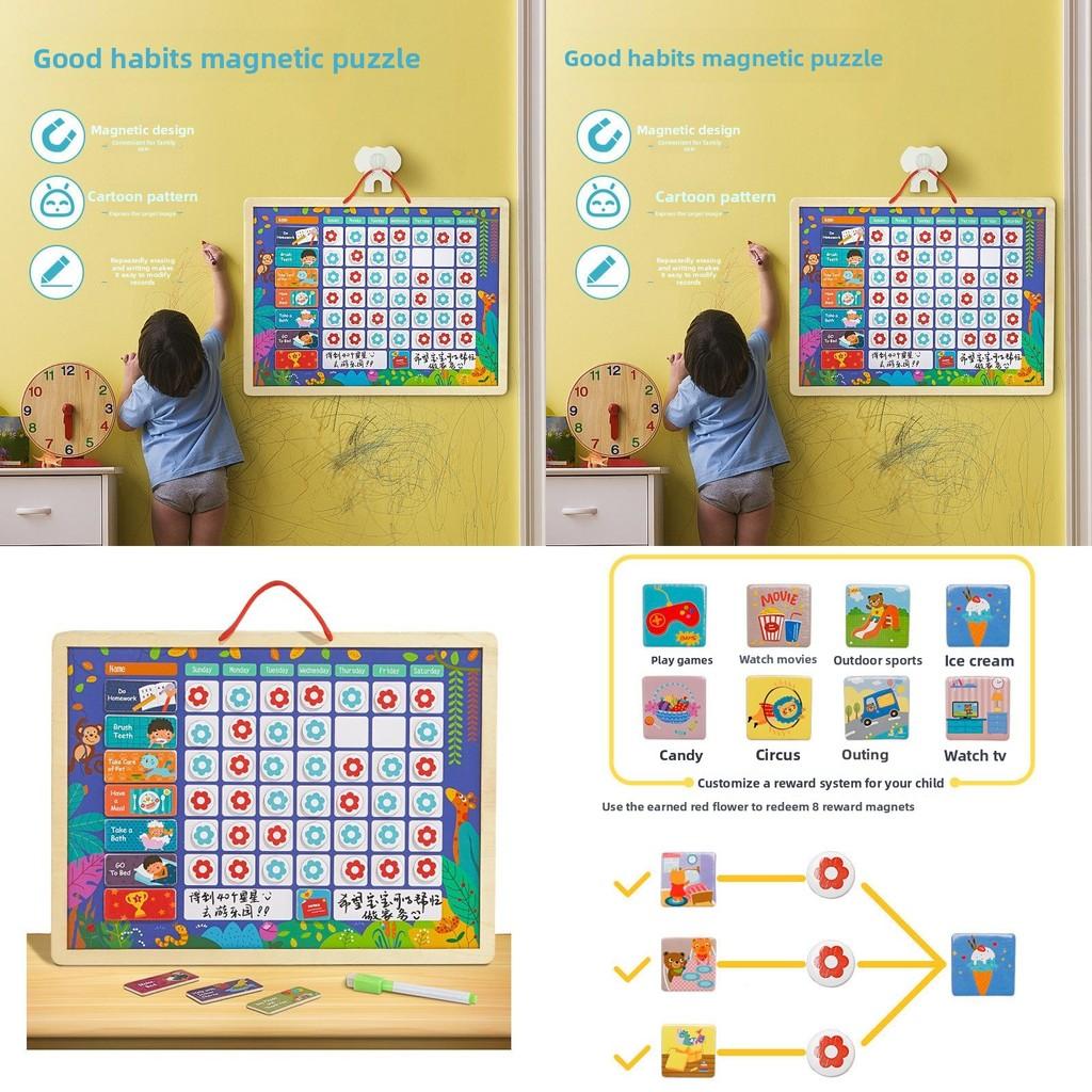 Kids Behavior Wooden Chart With Reward Stickers For Good Habit Encouragement