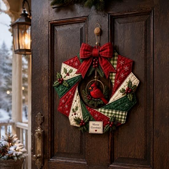 Einzigartiges Weihnachtsgeschenk für Lehrer, Weihnachts-Stoffkranz DIY-Set, Patchwork Anfängerfreundlich, Handgefertigte Bastelgirlande, Materialdekoration