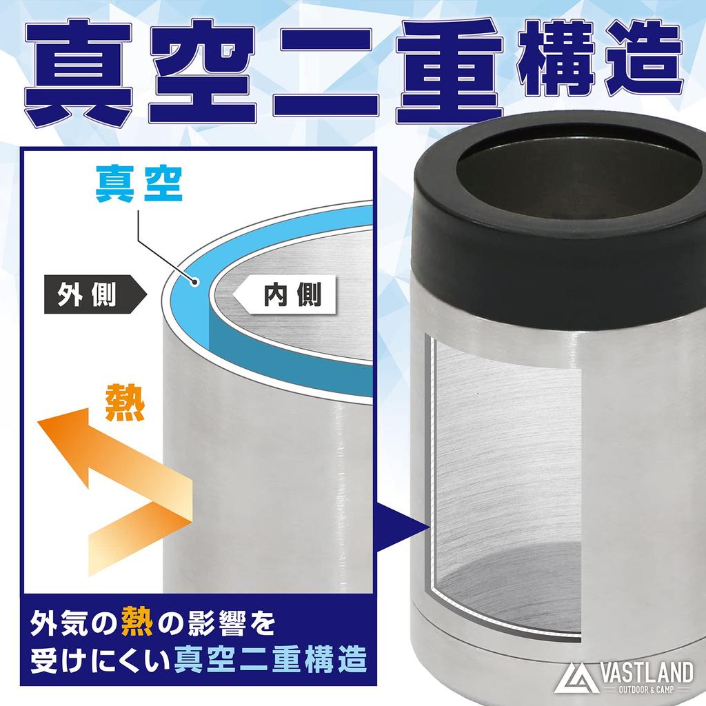 VASTLAND Can Cooler Can Holder 350ml Cold Storage Vacuum Insulated Double Wall Tan