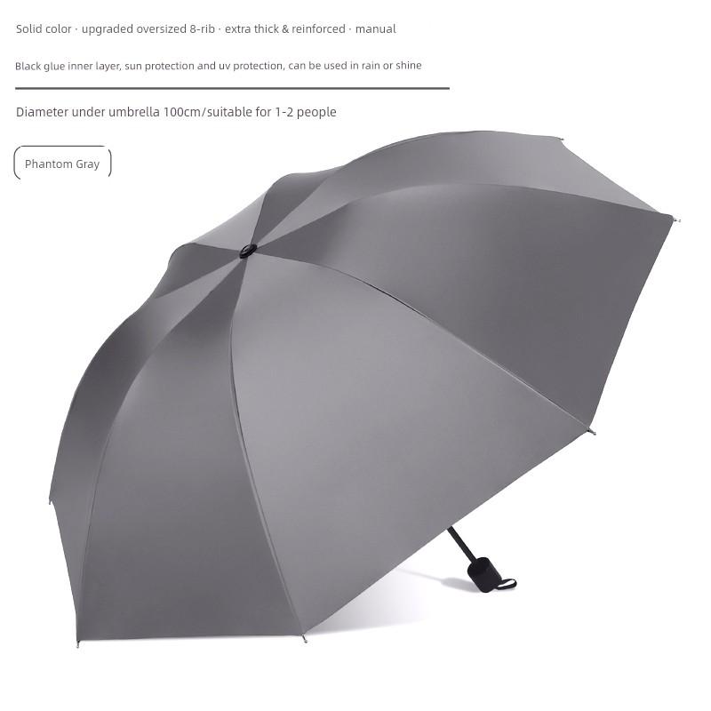 Large Thickened Windproof Reinforced Umbrella for Heavy Rain with Logo, Foldable Dual-Use Black Coating for Sun Protection and Uv Protection