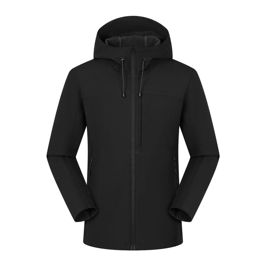 Men's Windproof Waterproof Jacket with Velvet Hood - Trendy Thick Soft Shell for Fall & Winter