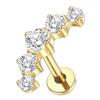 2Pcs Titanium 5 Cz Cluster Climber Stud Earrings 16G Daith Helix Tragus Cartilage Lobe Piercings Flatback Labret Stud Jewelry